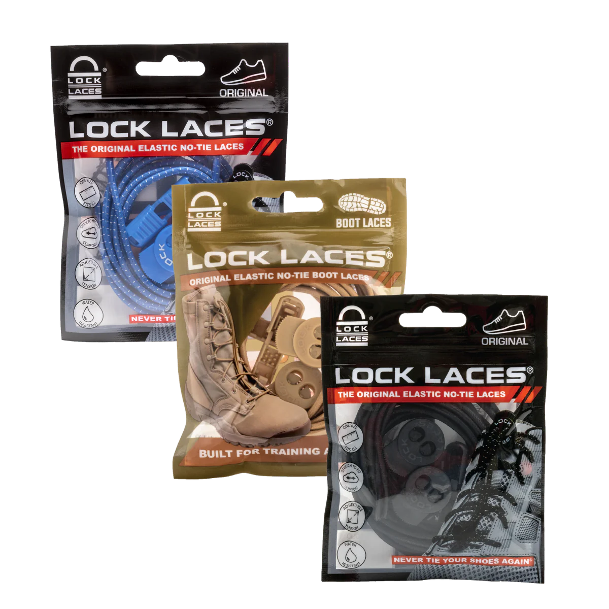 Lock Laces® Pick Your Own 3Pack NoTie Shoelaces