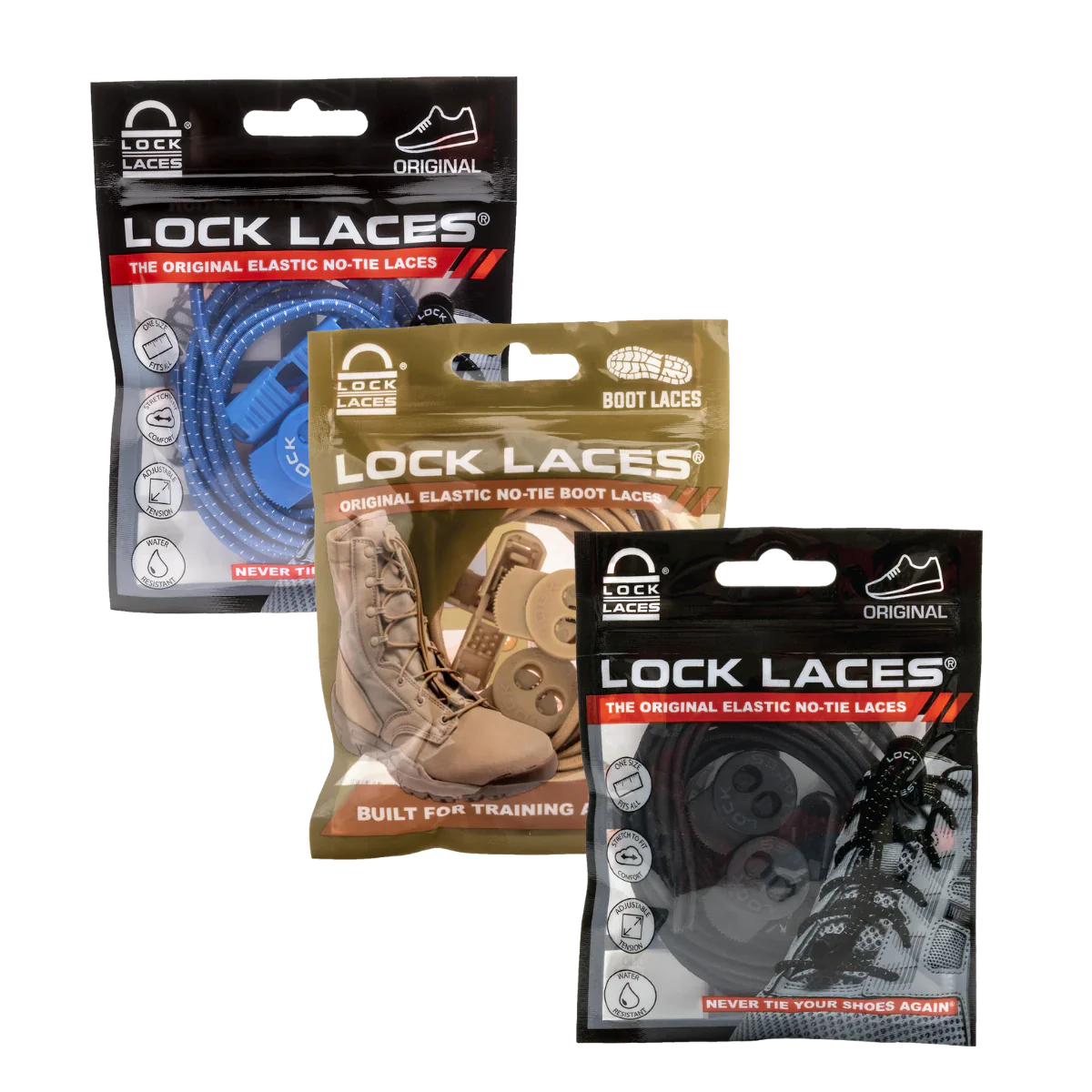 Lock Laces® Pick Your Own 3-Pack No-Tie Shoelaces