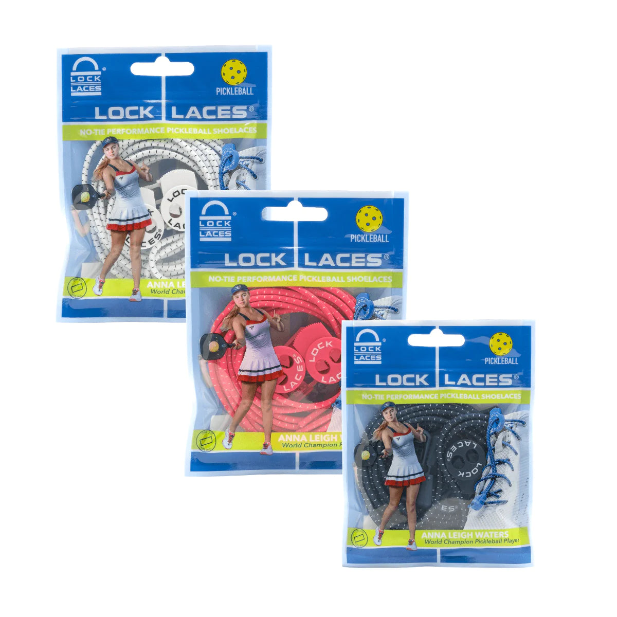 Lock Laces® Pick Your Own 3Pack Pickleball Notie Shoelaces