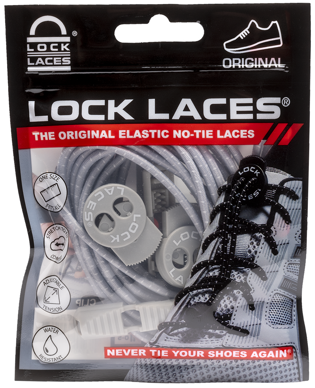  Lock Laces Reflective 2-Pack (Elastic No Tie Shoelaces) (Storm  Gray-Storm Gray) : Clothing, Shoes & Jewelry